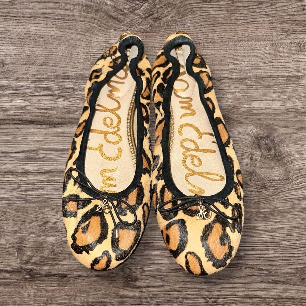 Sam Edelman Womens Felicia Cow Hair Fur Animal Print Ballet Flats Size 7.5